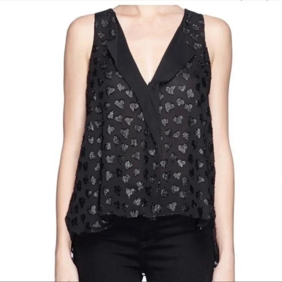ALICE + OLIVIA METALLIC HEART BLOUSE - Picture 1 of 5